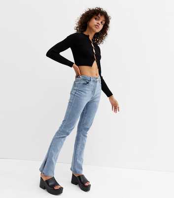Parisian Pale Blue Split Hem Straight Leg Jeans
