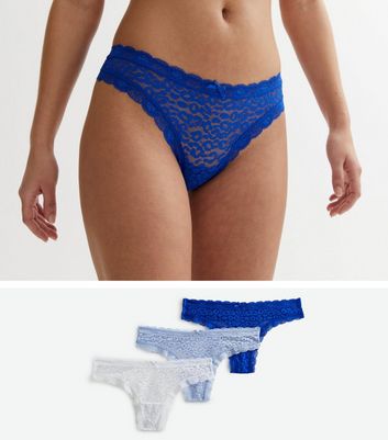 3 Pack Blue and White Animal Lace Leg Thongs