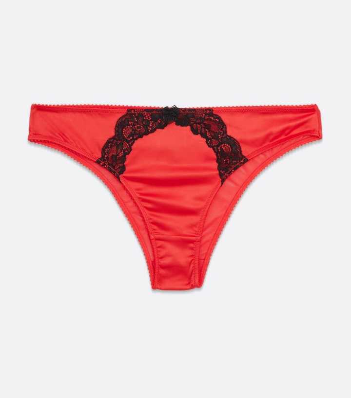 Intimate Red & Black Brazilian Briefs Panties Satin Panties