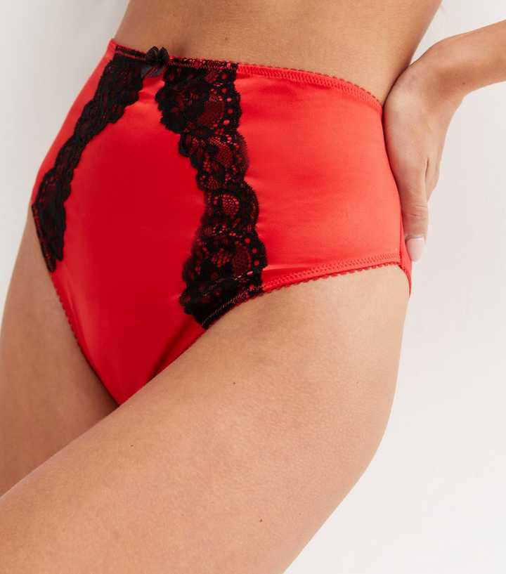 womens sexy underwear size 14 red satin & black lace briefs by