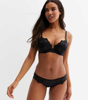 Black Floral Lace Brazilian Briefs