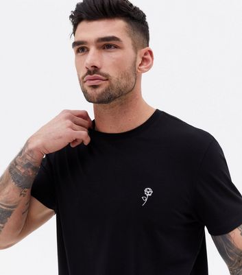 Rose embroidered best sale t shirt mens