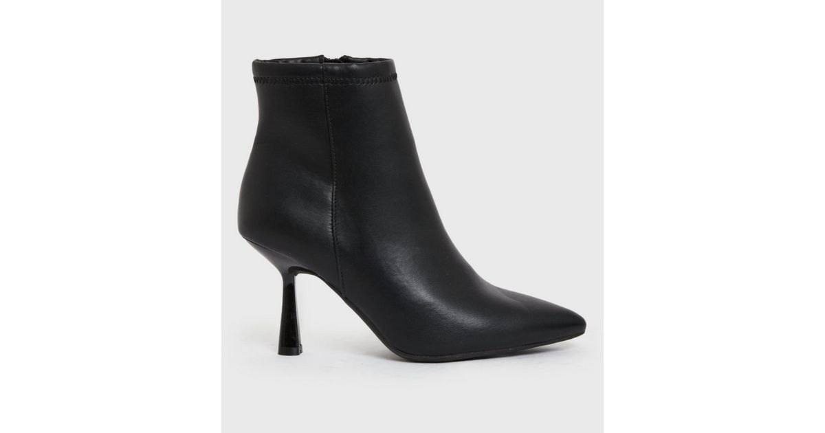 Black Pointed Stiletto Heel Sock Boots New Look