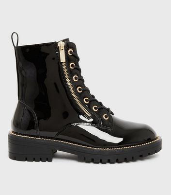 New look black patent boots online