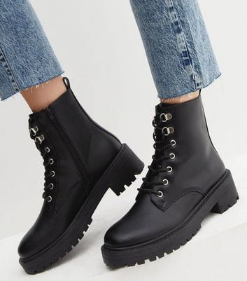 Chunky lace shop up biker boots