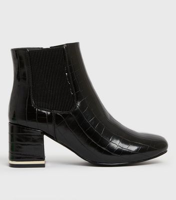 croc ankle boots black