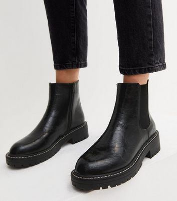 Flat chunky chelsea store boots