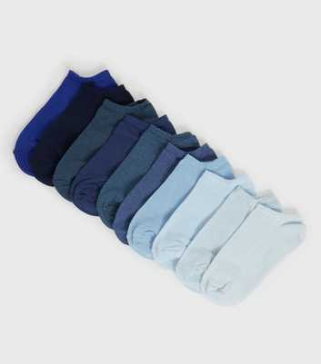 Girls 10 Pack Blue Trainer Socks