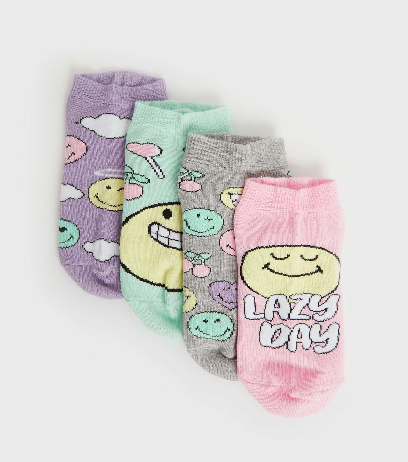 Girls 4 Pack Multicoloured SmileyWorld Socks Image 2