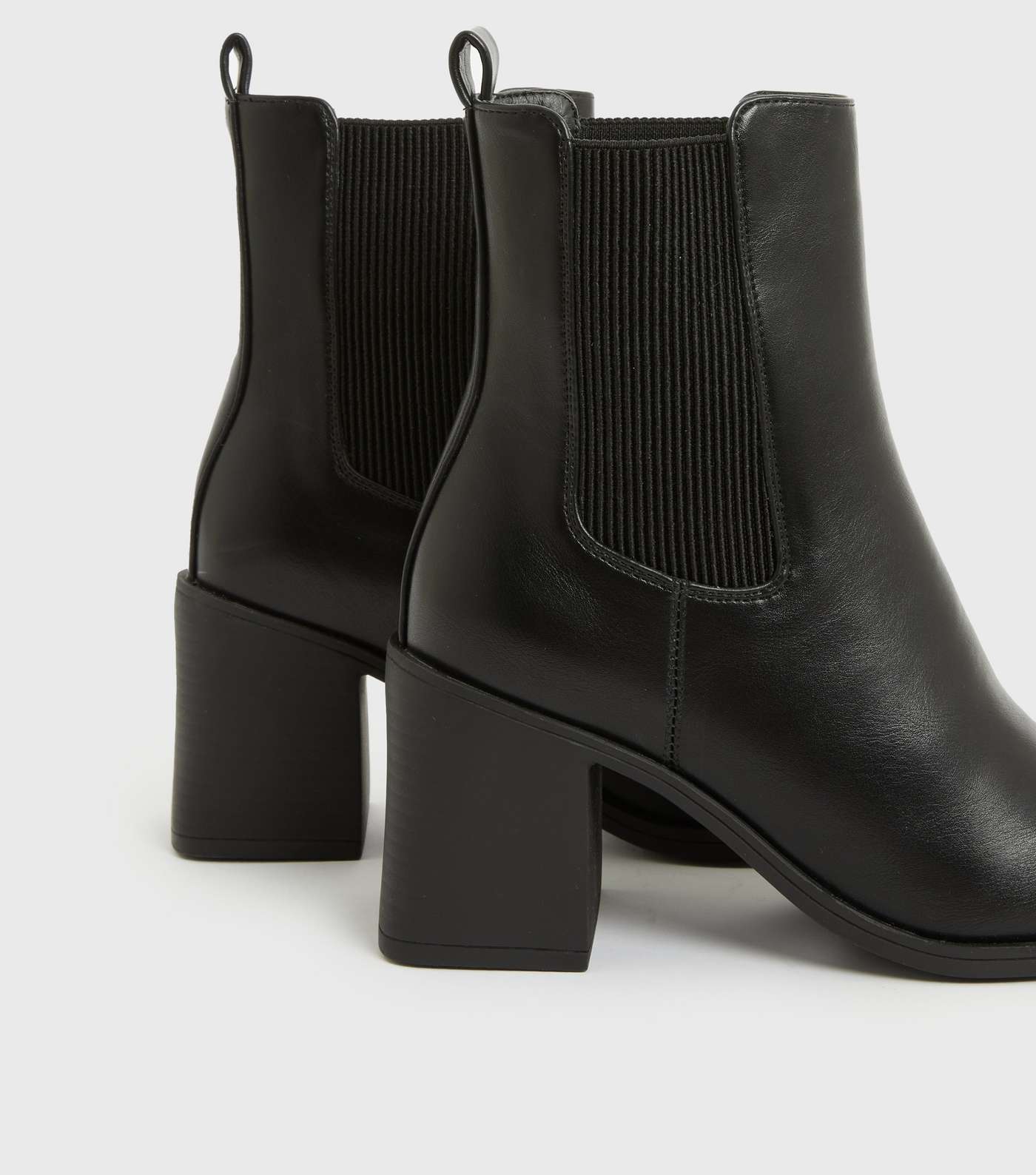 Black Leather-Look Block Heel Chelsea Boots Image 4