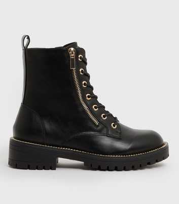 Black Metal Chain Chunky Boots