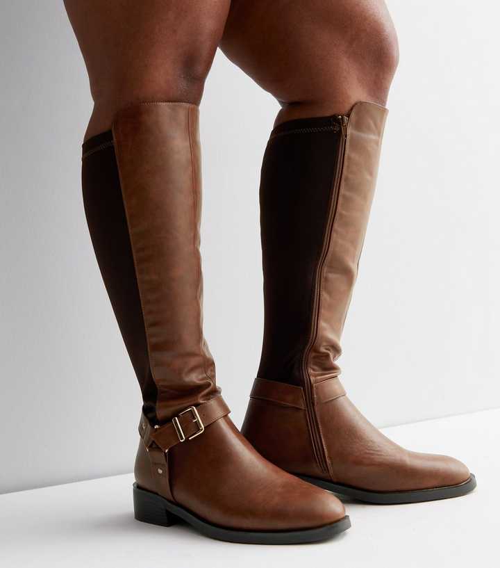 new look brown boots wide fit