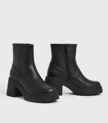 Stylish Square Toe Platform Chunky Heel Satin Ankle Boots - Black –  Luxedress
