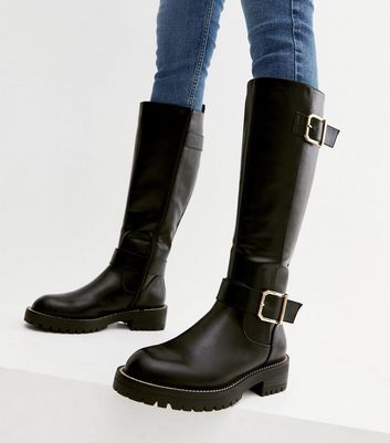 New look black buckle boots best sale