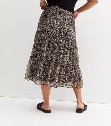 Chiffon leopard clearance midi skirt