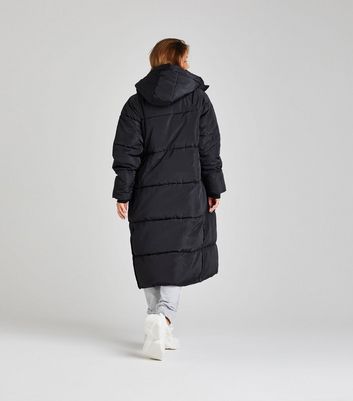 womens long black puffer coat