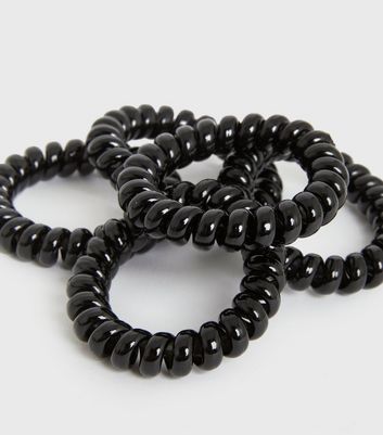 5 Pack Black Spiral Hair Bands New Look
