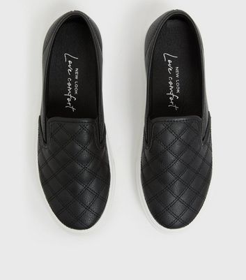new look black slip on trainers