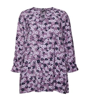 Vero Moda Curves Lilac Floral Tunic Blouse New Look
