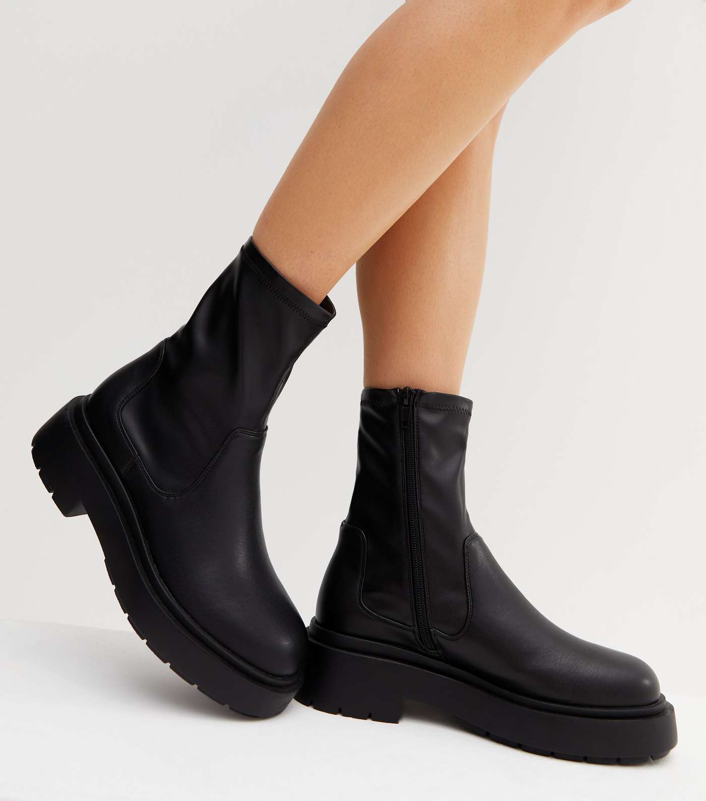 Black Chunky High Ankle Chelsea Boots Image 2