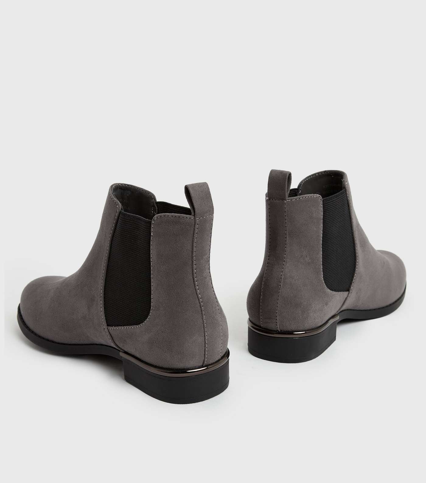 Extra Wide Fit Grey Suedette Elasticated Metal Trim Chelsea Boots Image 4