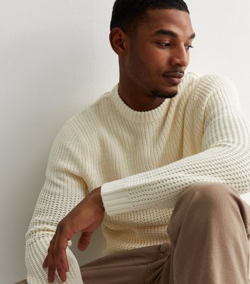 Mens cream outlet knitted jumper