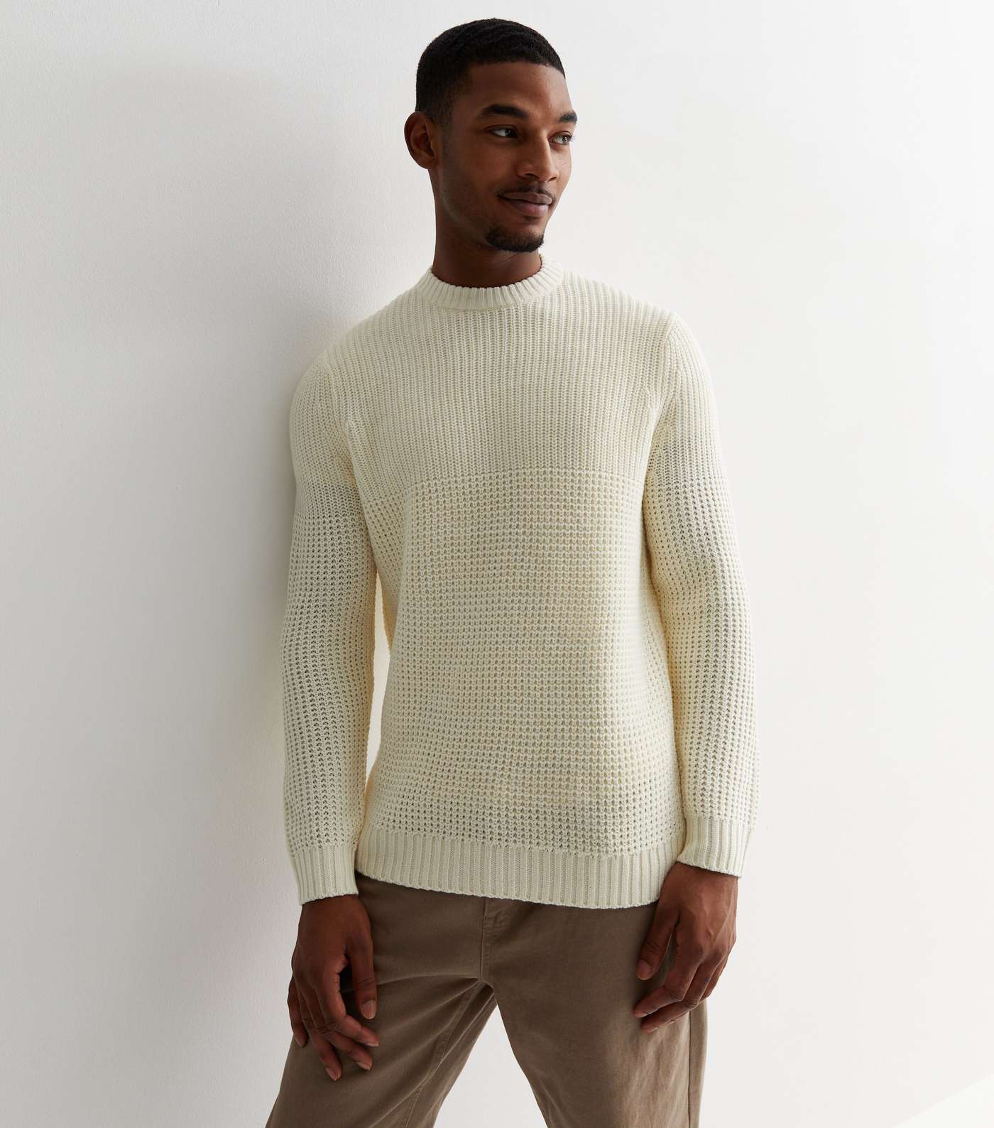 Only & Sons Off White Chunky Knit Jumper Image 3