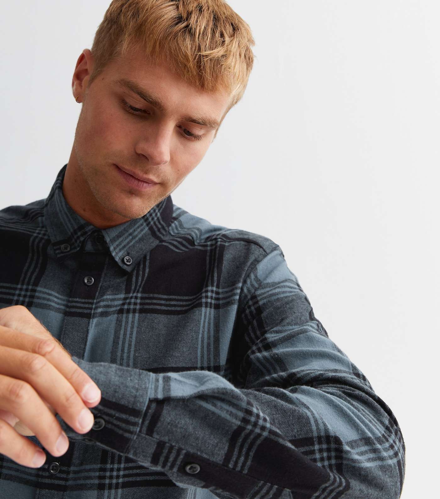 Only & Sons Grey Check Long Sleeve Shirt Image 3