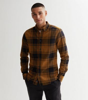 Only Sons Brown Check Long Sleeve Shirt New Look