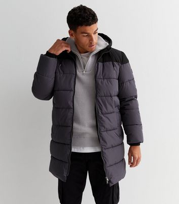 Only & Sons Dark Grey Hooded Puffer Jacket