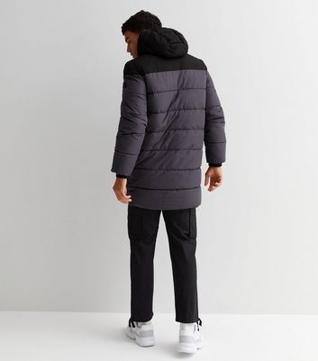 Only \u0026 Sons Men's Dark Grey Hooded Puffer Jacket New Look - S