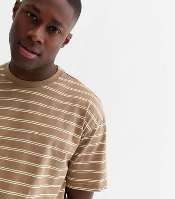 Tan Stripe Oversized T-Shirt | New Look