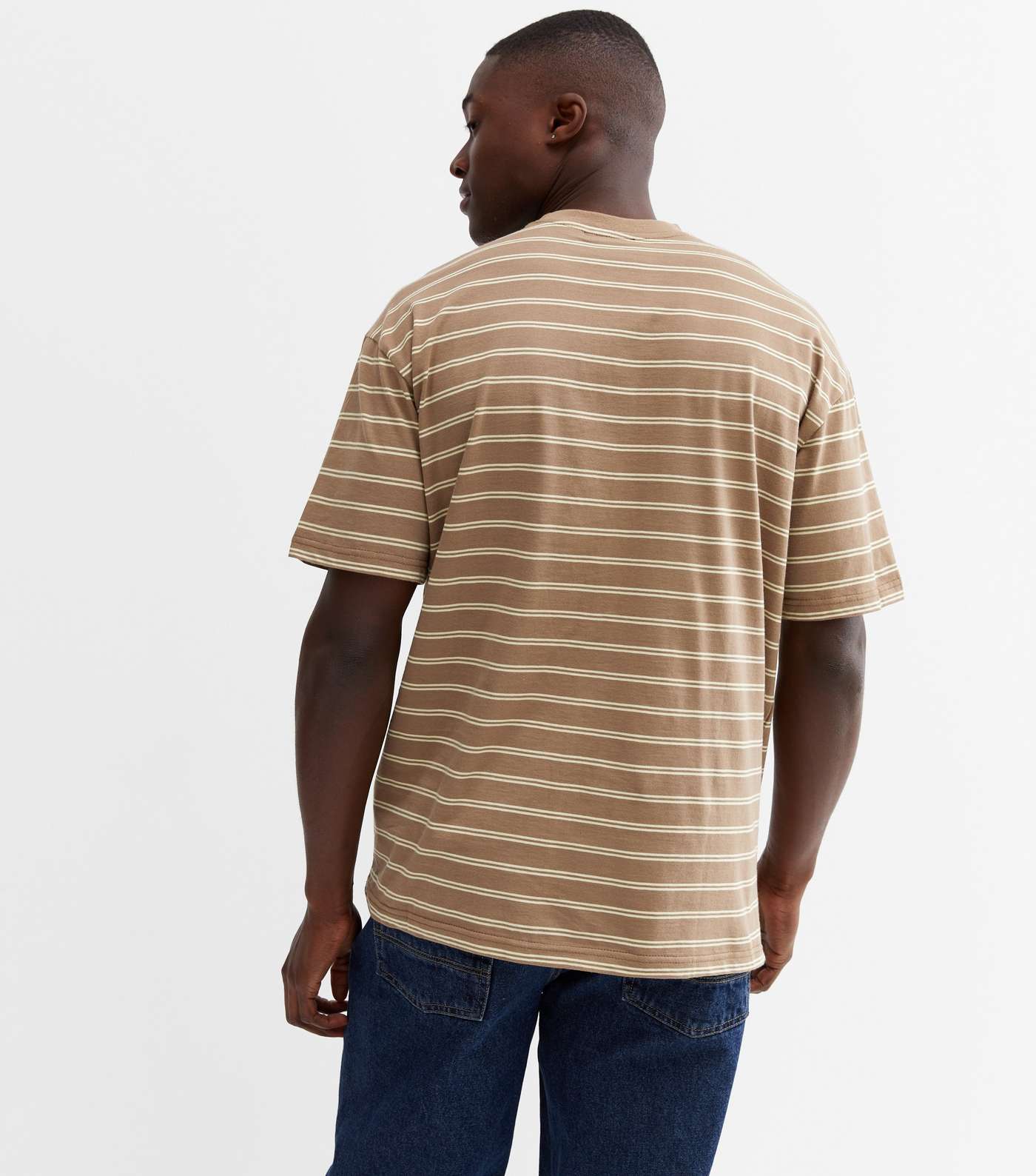 Tan Stripe Oversized T-Shirt Image 4