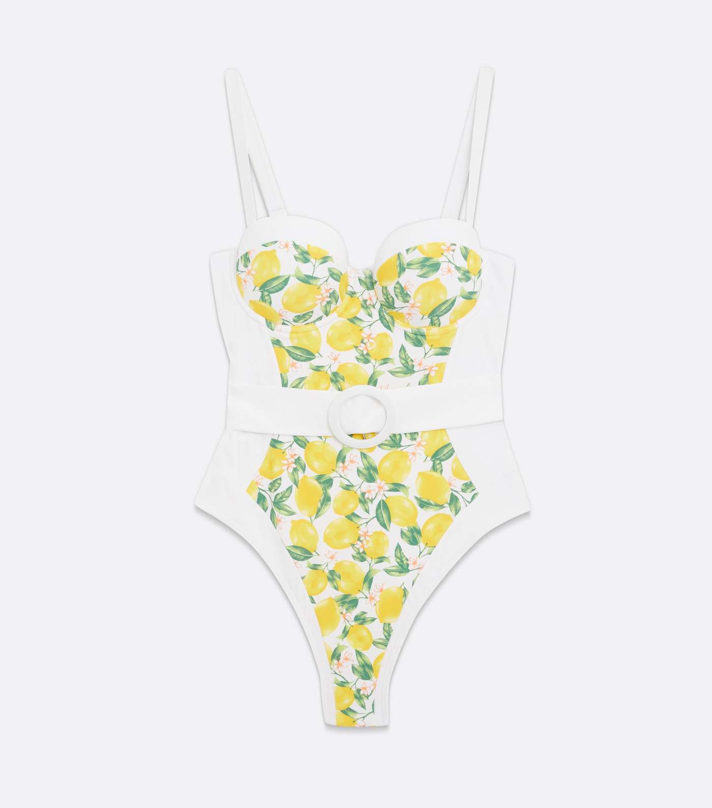White Lemon Belted Illusion Lift & Shape Swimsuit Image 5