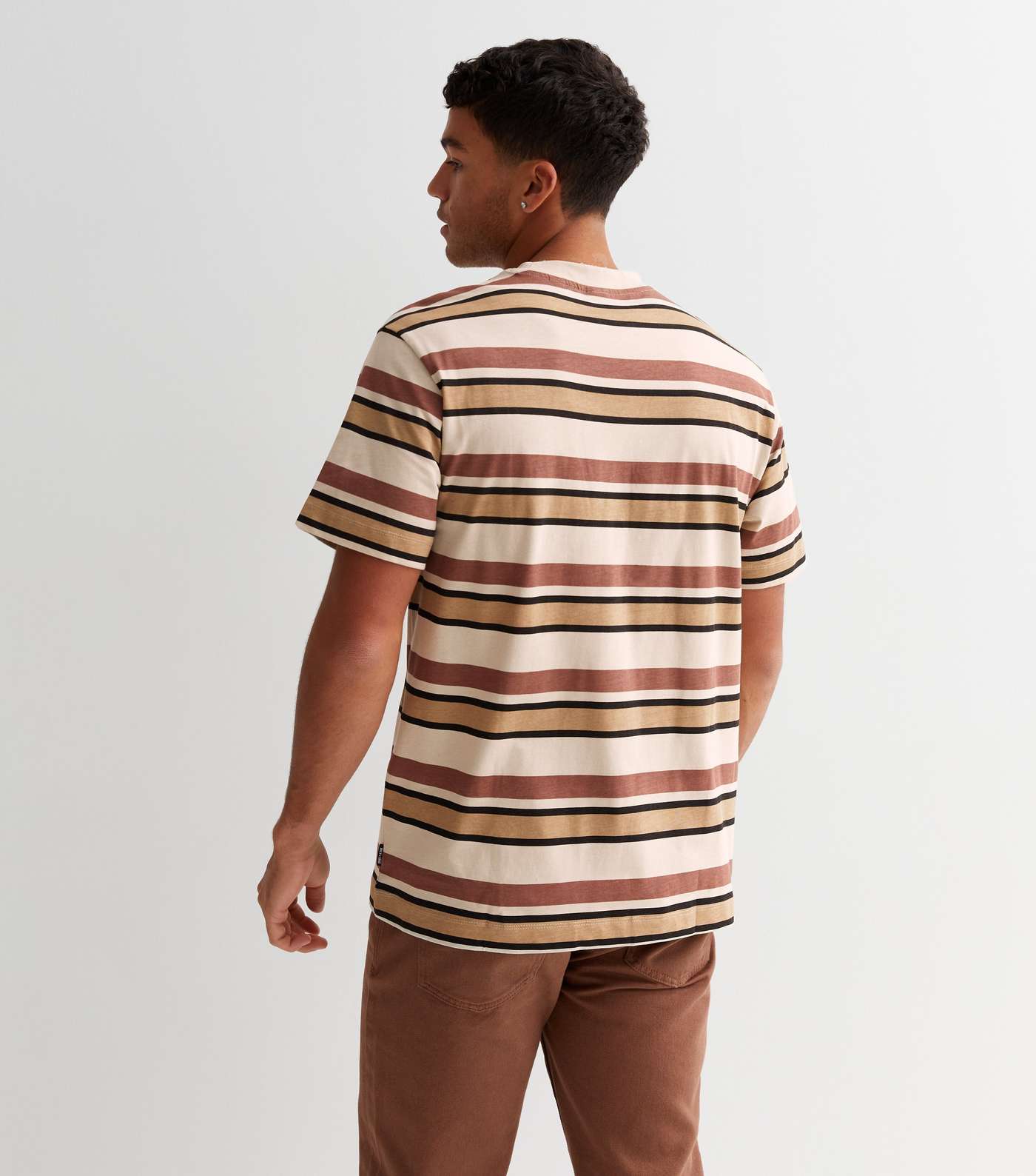 Only & Sons Light Brown Stripe Relaxed Fit T-Shirt Image 4