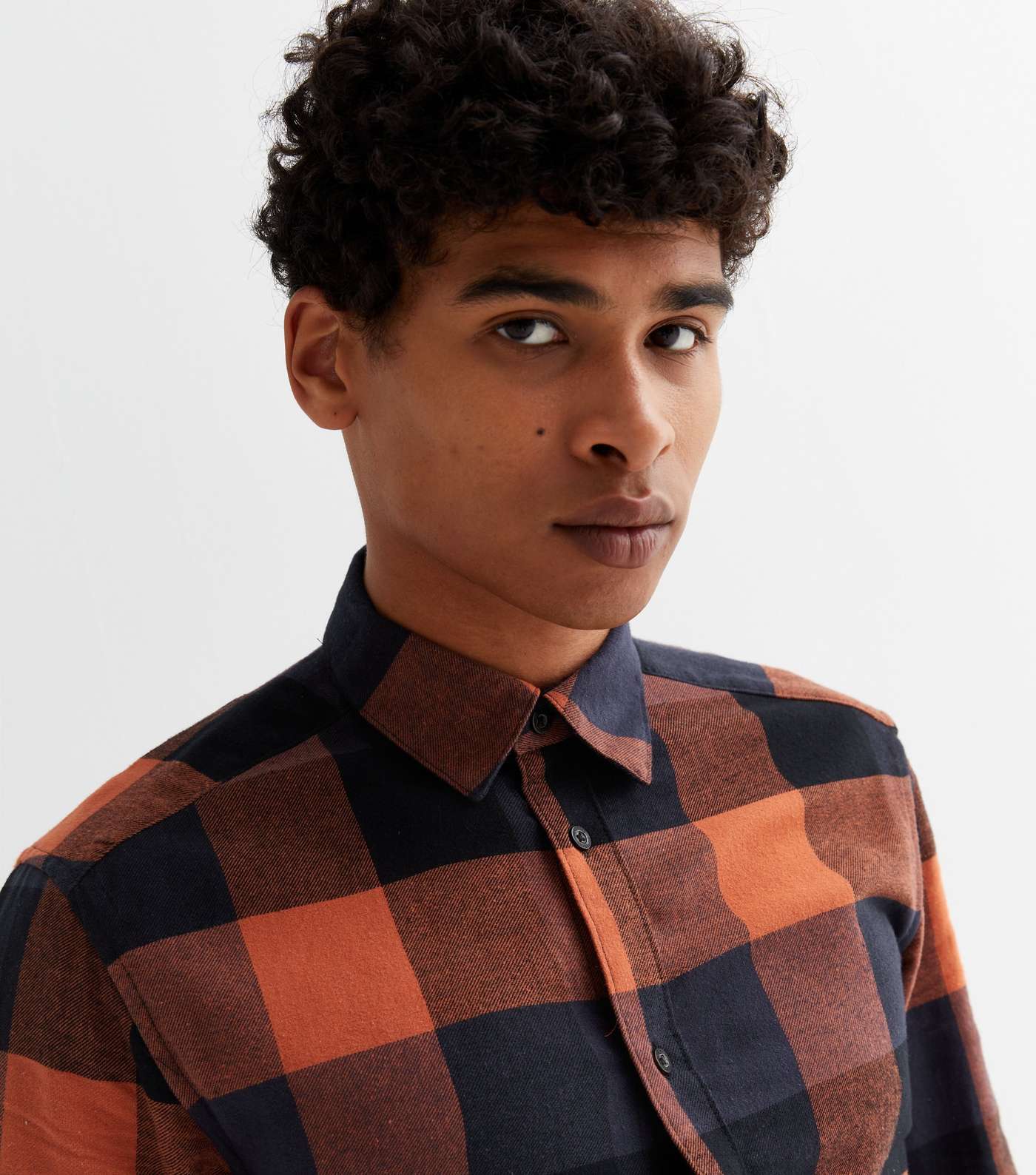 Only & Sons Orange Check Long Sleeve Shirt Image 3