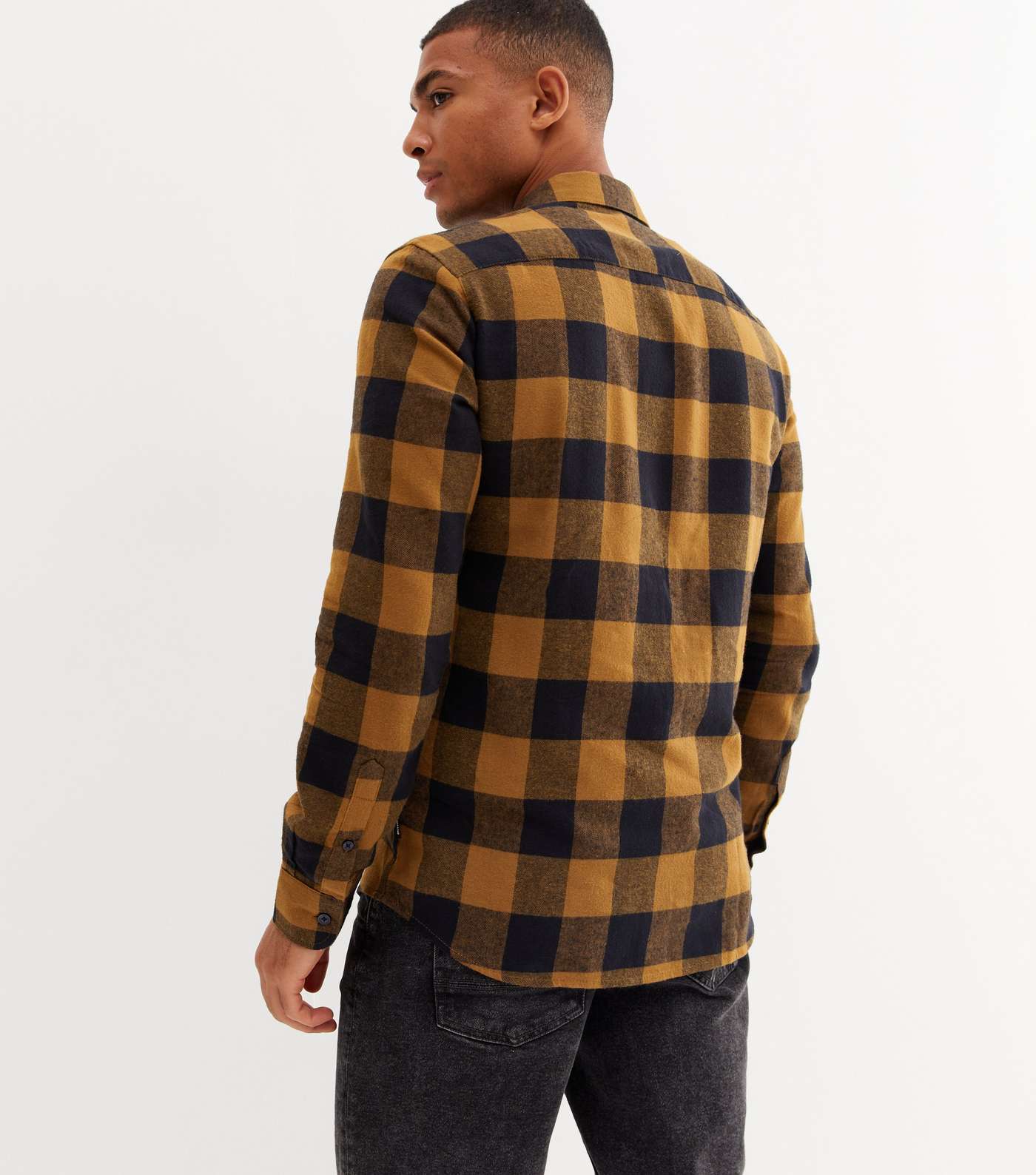 Only & Sons Mid Brown Check Long Sleeve Shirt Image 4