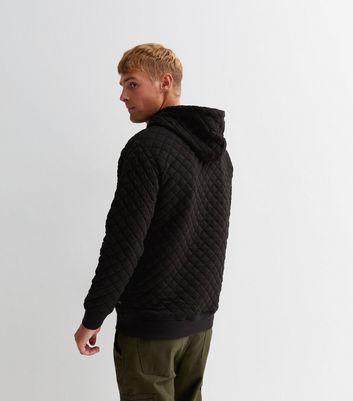 black quilted hoodie