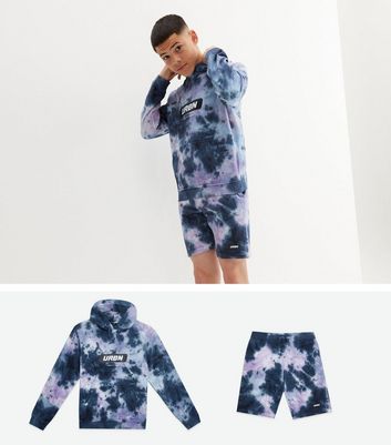 Boys Blue Tie Dye URBN Logo Hoodie and 