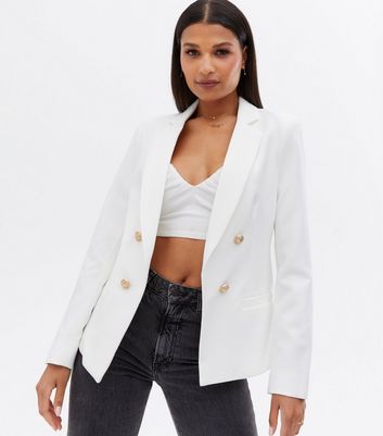 White Utility Button Blazer New Look