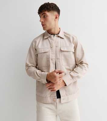 Only & Sons Stone Double Pocket Long Sleeve Overshirt