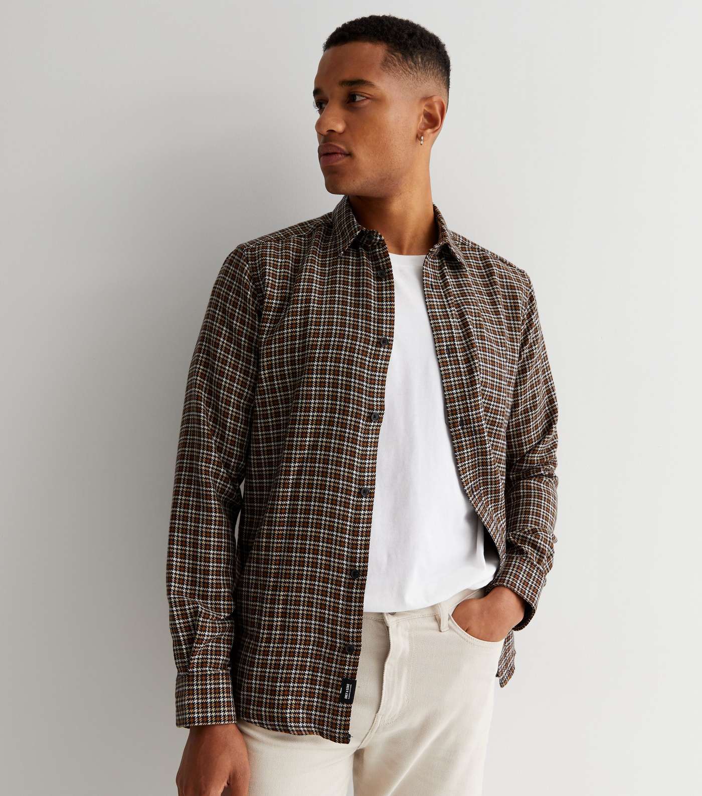 Only & Sons Brown Check Long Sleeve Shirt Image 3