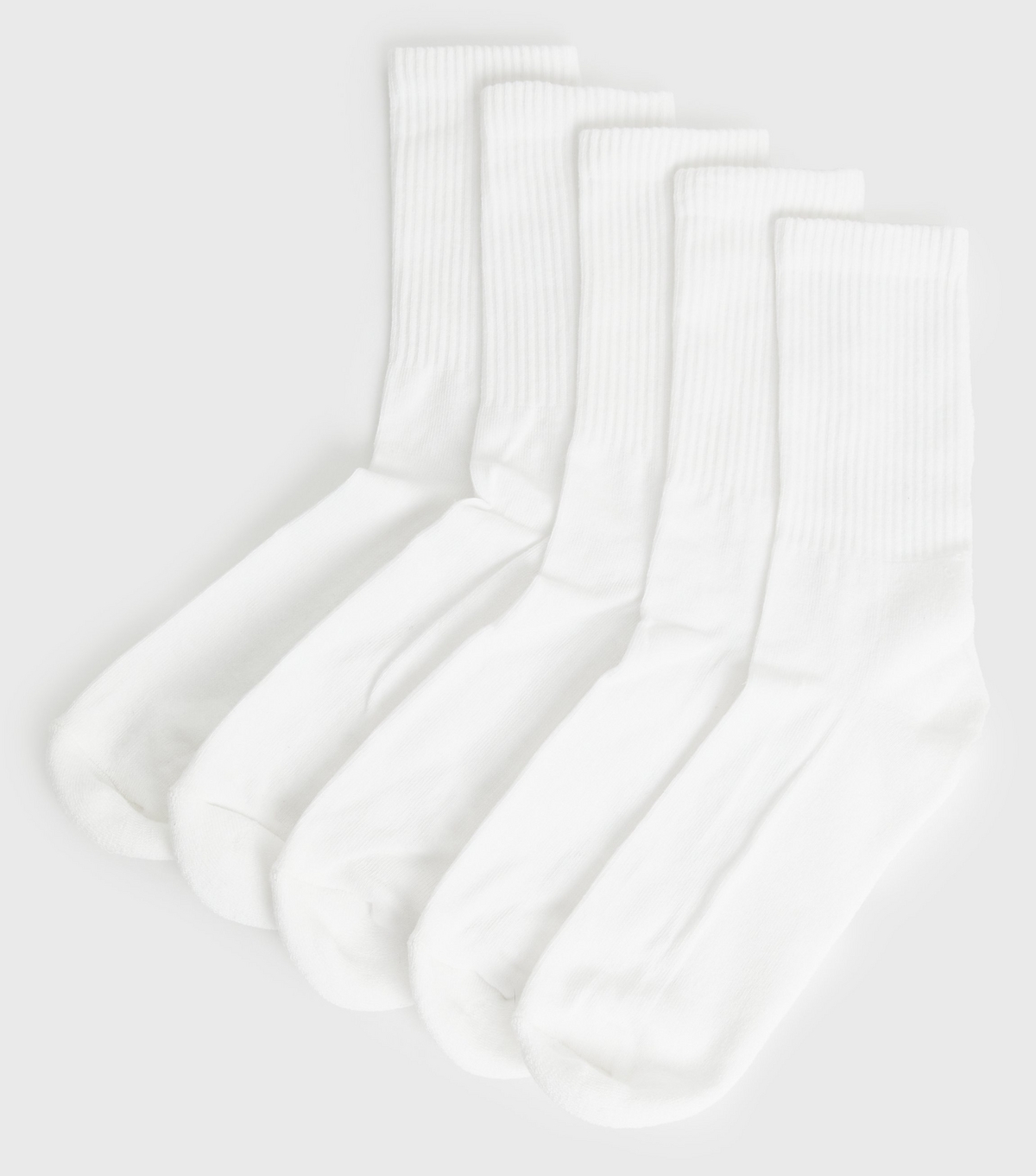 Men's 5 Pack White Ribbed Ankle Socks New Look