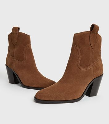 Tan suede outlet western ankle boots