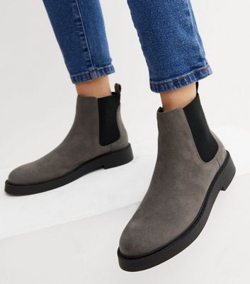 Grey Suedette Chelsea Boots New Look