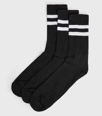 3 Pack Black Sports Stripe Socks