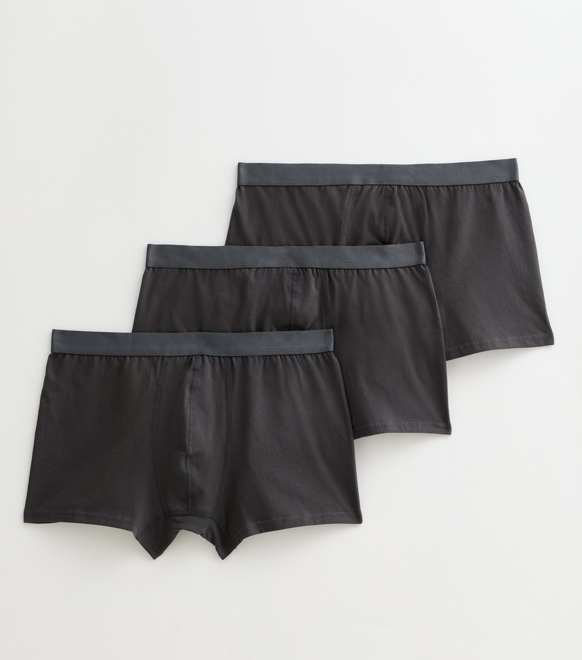 Men's 3 Pack Dark Grey Jersey Boxers New Look