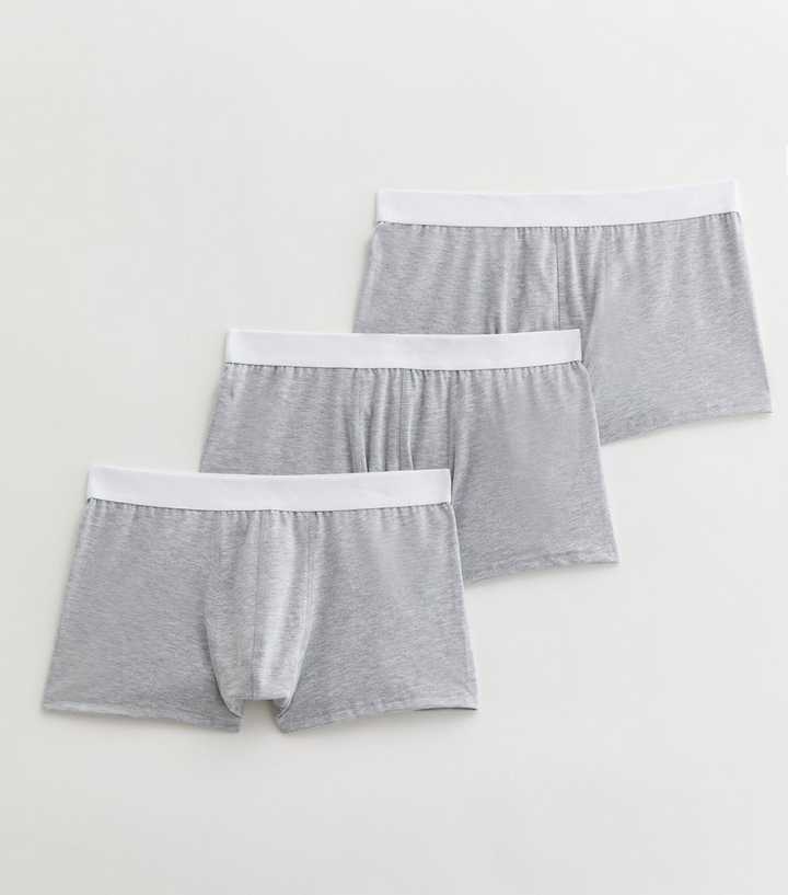 3 Pack Grey Cotton-Blend Boxers