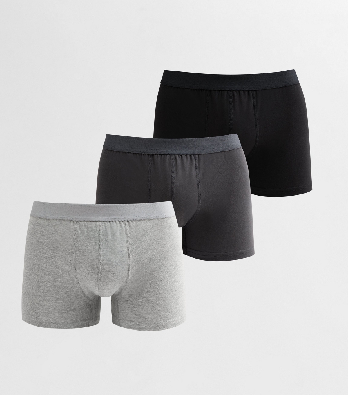 Men's Pack of 3 Black/Grey Jersey Boxers New Look