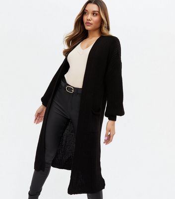 black thick knit cardigan